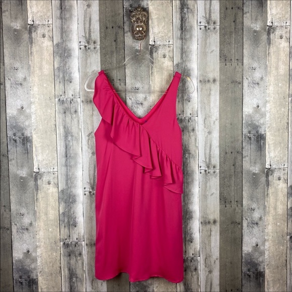 Everly Fuchsia Pink Ruffle Front Dress Size Small - Picture 11 of 16